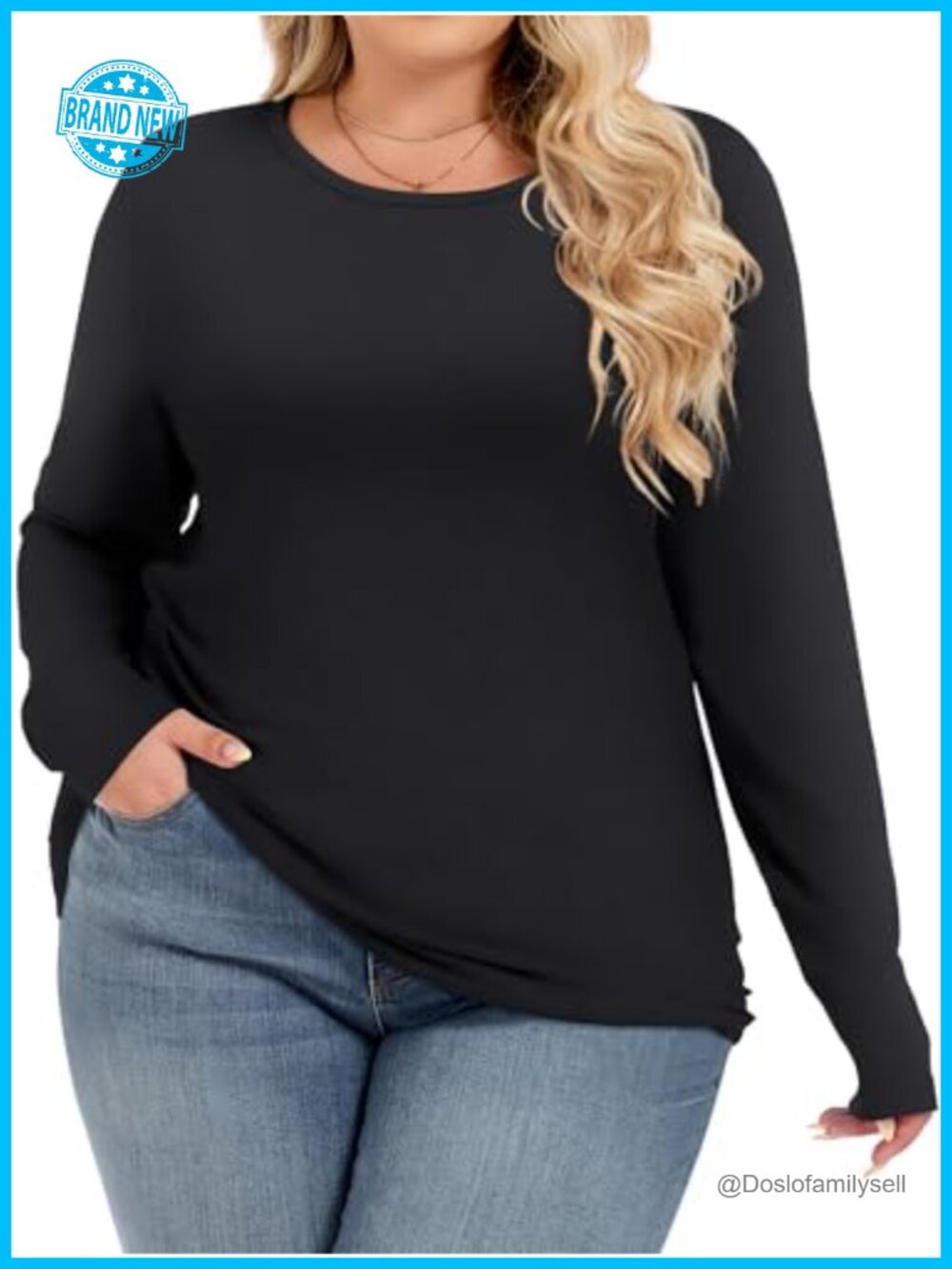Plus Size Long Sleeve T-Shirt Loose Fit Cotton Blend Women's Top Casual